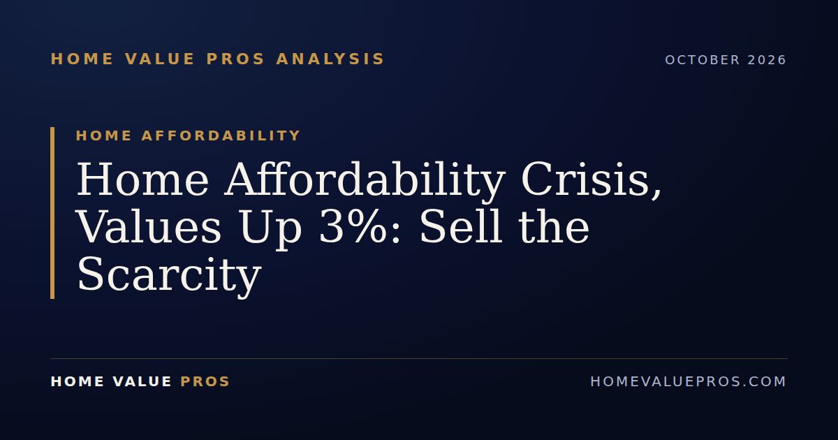 Home Affordability Crisis, Values Up 3%: Sell the Scarcity