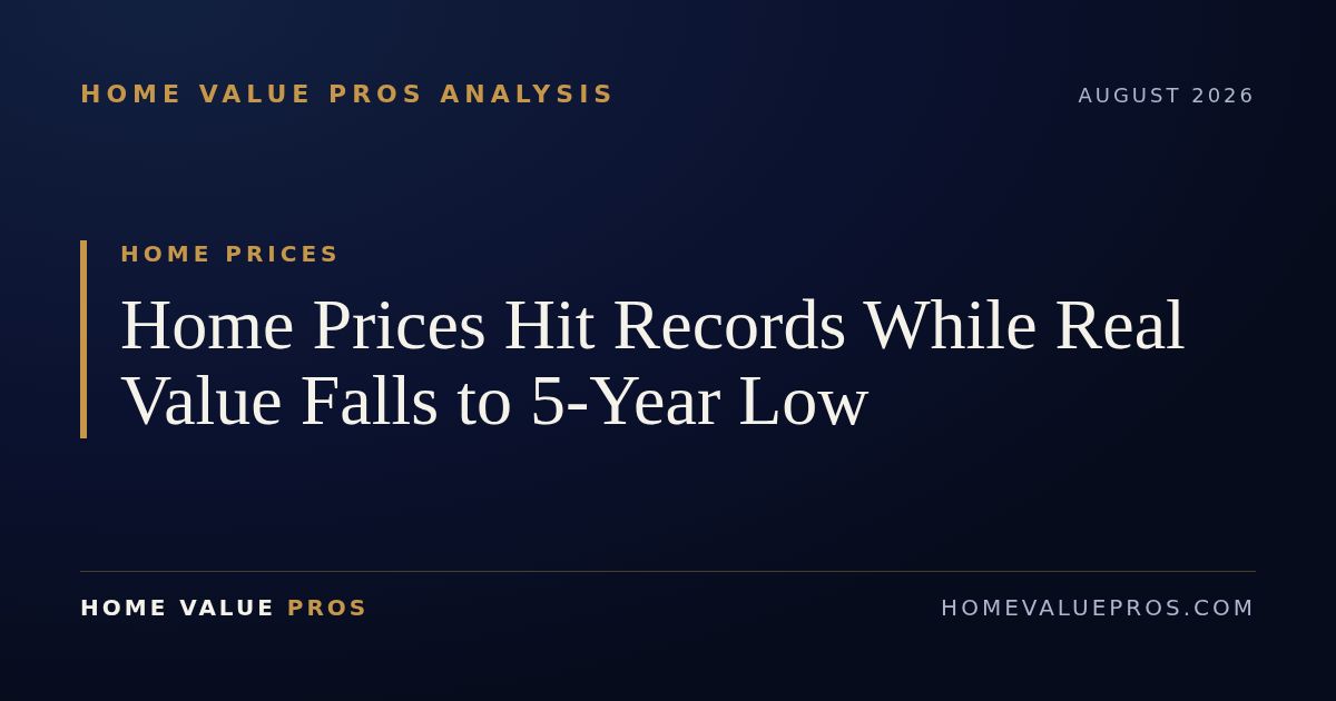 Home Prices Hit Records While Real Value Falls to 5-Year Low