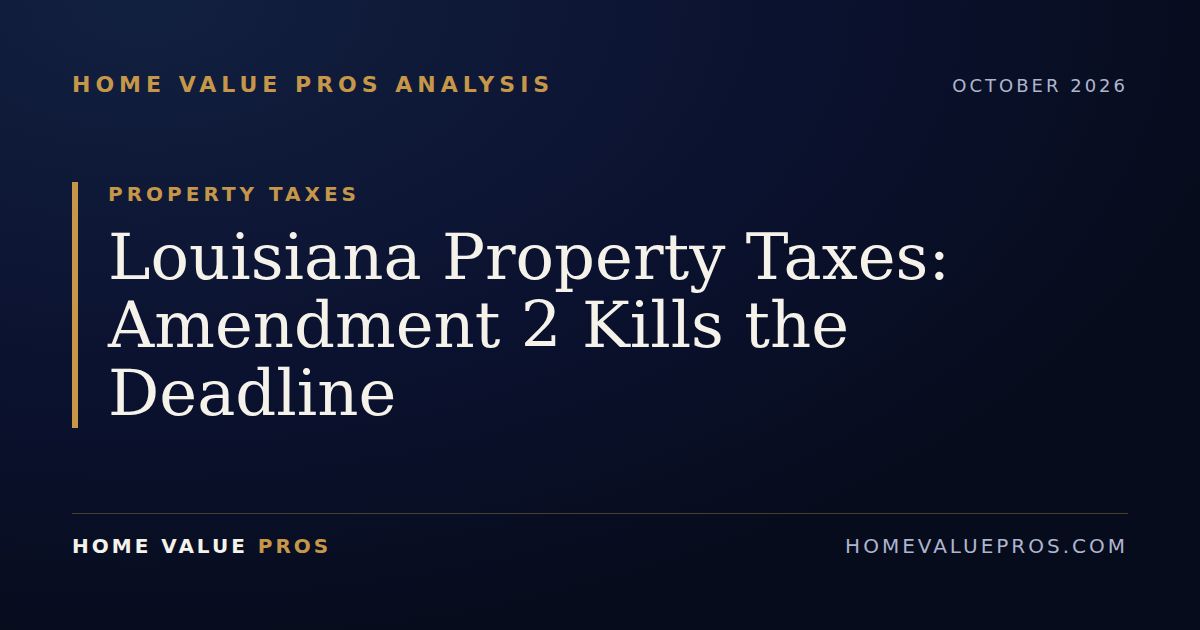 Louisiana Property Taxes: Amendment 2 Kills the Deadline